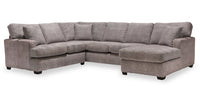 Made in Canada Luxe 3-Piece Right-Facing Fabric Sectional with Removable Cushions - Zaftig Dove Grey 