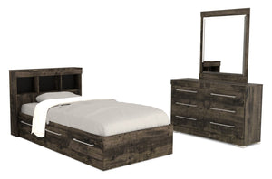 Riley 5-Piece Twin Mates Bed with Headboard Bedroom Set – Grey 