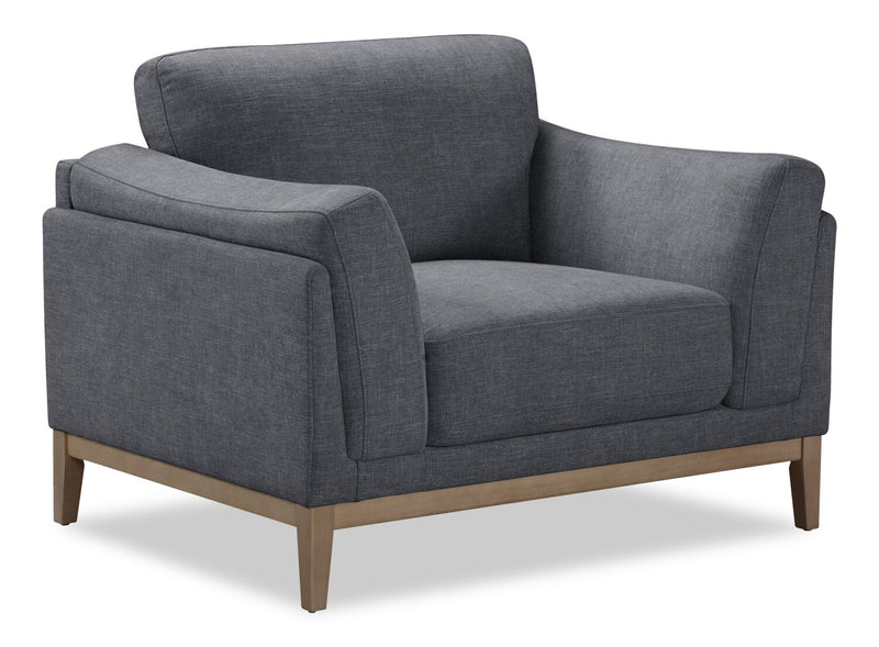 Valley 44\" Fabric Chair with Rubberwood Base and Legs - Pewter