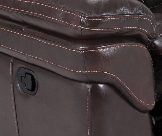 Leo 6-Piece Genuine Leather Reclining Sectional with Storage Console and Dual Cupholders - Walnut Brown