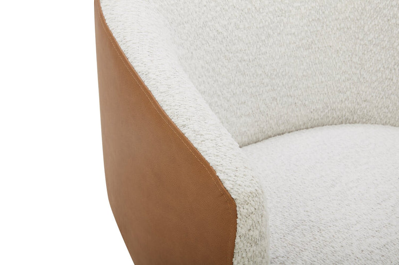 Soho Swivel Accent Chair - Azalea Snow and Dakota Tan