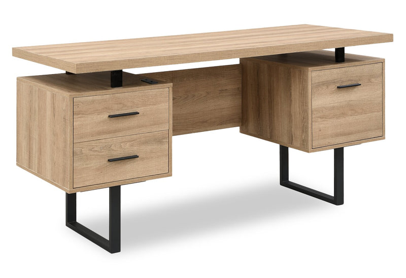 Winslow 60\" Desk with 3-Drawers - Light Brown