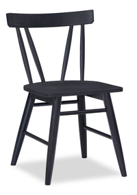 Remi Dining Chair with Curved Slat-Back - Black 