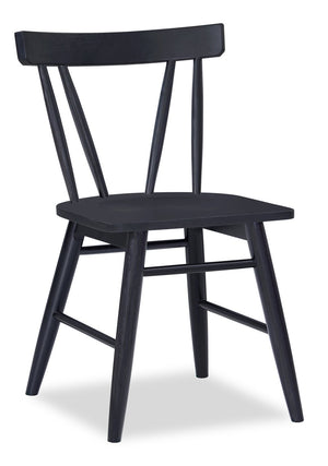 Remi Dining Chair with Curved Slat-Back - Black