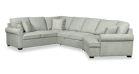 Scott Living Haven 3-Piece Right-Facing Chenille Fabric Cuddler Sleeper Sectional - Seafoam Blue 