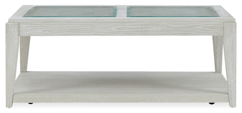 Vida 48” Solid Wood Coffee Table with Shelf and Casters - Sand