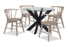 Remi 5pc Dining Set with Table & 4 Spindle-Back Chairs, Glass & Wood, 42
