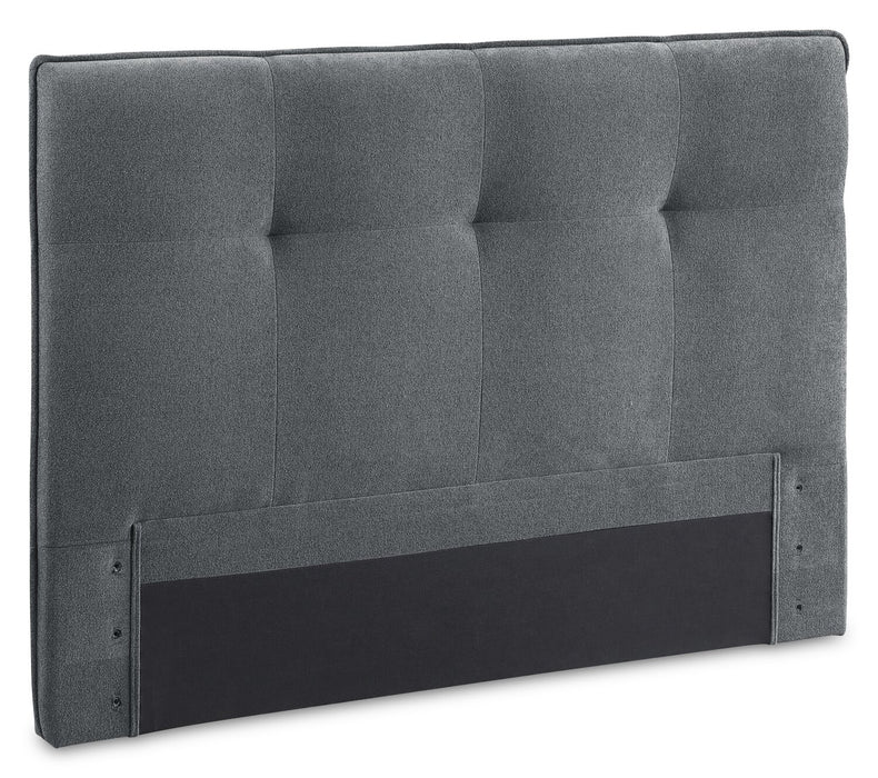 Amos Upholstered Platform Bed in Charcoal Fabric with Tufted Headboard - King Size