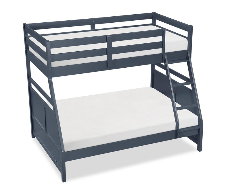 Quinn Bunk Bed with Ladder & Guard Rail for Kids, Blue - Twin/Full