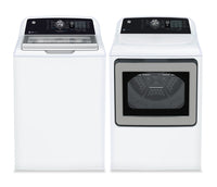 GE 5.3 Cu. Ft. Top Load Washer and 7.4 Cu. Ft. Gas Dryer - White 