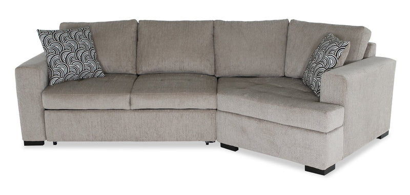 Made in Canada Legend 2-Piece Right-Facing Chenille Fabric Cuddler Sleeper Sectional - Platinum Beige