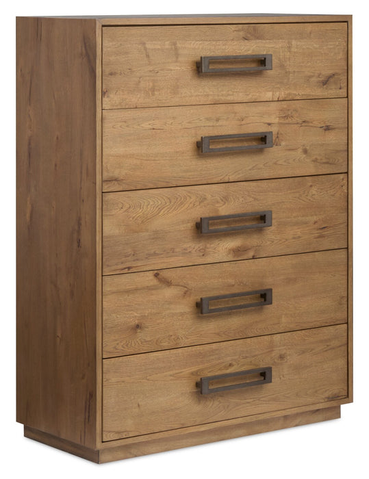 Scott Living Henri Bedroom Chest of Drawers, 5-Drawer, 38.2\"W x 50.3\"H, Wood - Brown