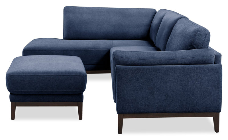 Horizon 2-Piece Left-Facing Fabric Sectional with Wood Base and Legs - Navy