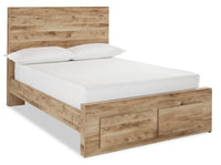 Derekson Storage Bed with 2 Built-In Footboard Drawers, Natural - Full Size 