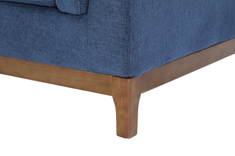 Zara 2-Piece Left-Facing Fabric Sectional with Chaise and Wood Legs - Navy