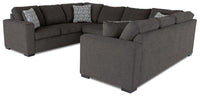 Made in Canada Legend 3-Piece Chenille Fabric Sleeper Sectional - Pewter Brown 