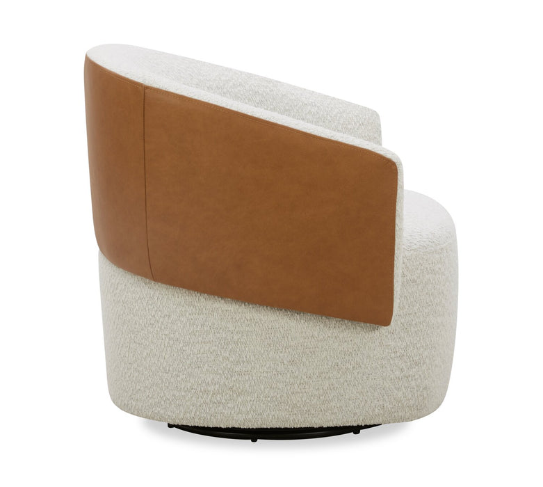 Soho Swivel Accent Chair - Azalea Snow and Dakota Tan