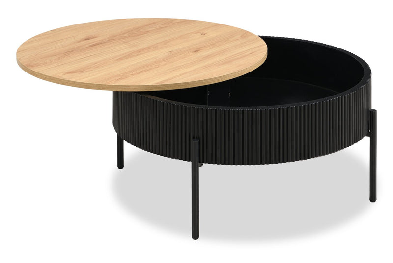 Trove 29.72\" Coffee Table with Sliding Top and Storage - Black