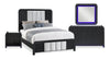 Kaleo 6pc Bedroom Set with Bed, Dresser, Mirror & Nightstand, LED, Modern,  Black - Queen Size