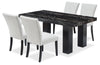 Burk 5pc Dining Set with Table & 4 Chairs, Resin Marble-Look Top, 72