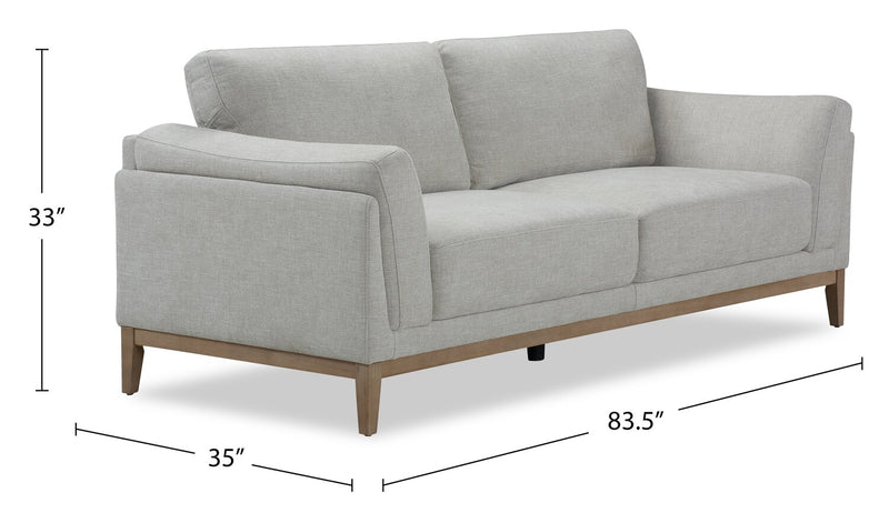 Valley 83.5\" Fabric Sofa with Rubberwood Base and Legs - Sand