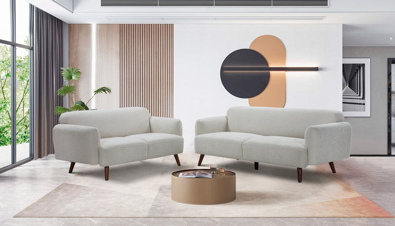 Sadie 78.7\" Fabric Sofa with Rubberwood Legs – Beige 