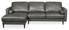 Edge 2-Piece Left-Facing Genuine Leather Sectional with Wood Legs and Removable Back Cushions - Grey