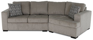 Legend 2-Piece Right-Facing Chenille Cuddler Sectional - Platinum 