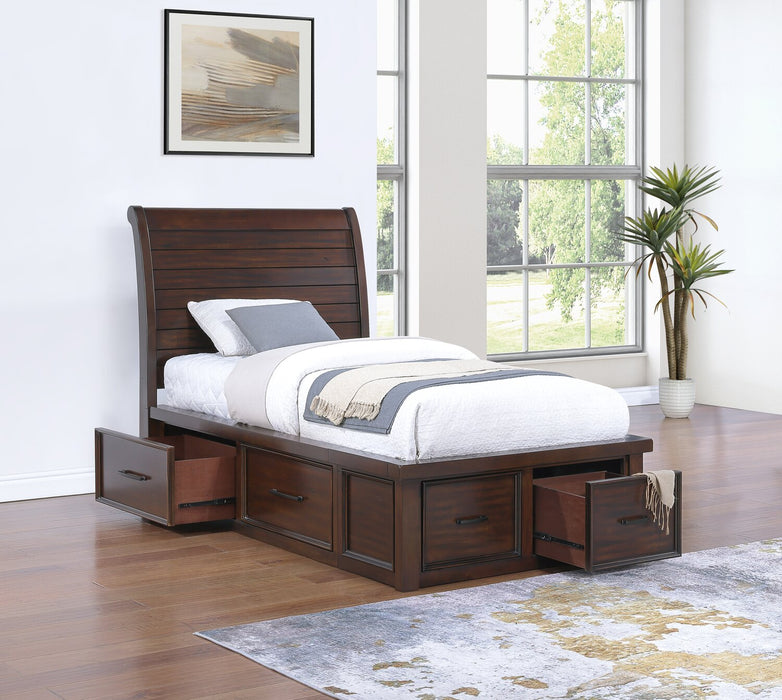 Sonoma Platform Two-Sided Storage Bed with Headboard & Frame, Mango Brown - Twin Size