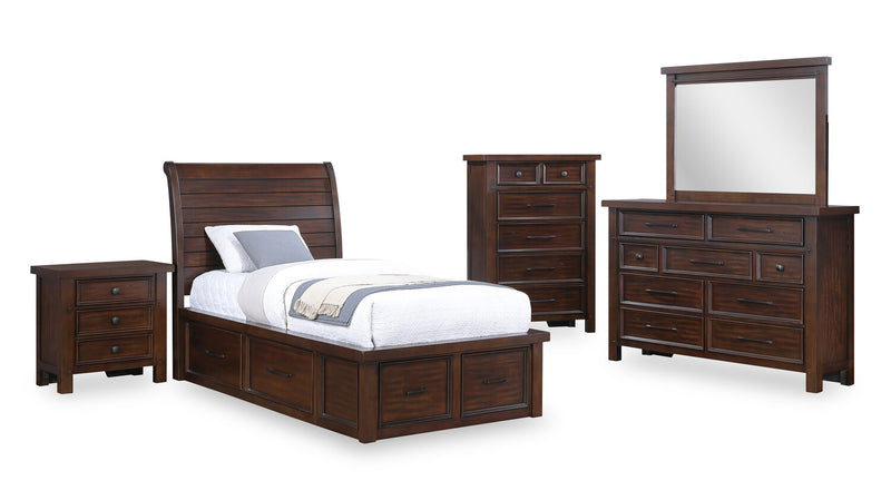 Sonoma Platform Two-Sided Storage Bed with Headboard & Frame, Mango Brown - Twin Size
