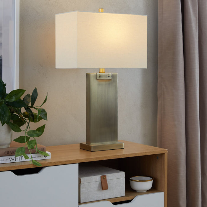 Nolan 26\" Antique Brass Metal Table Lamp 