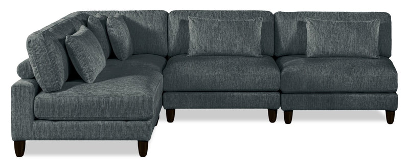 Lounge 4-Piece Chenille Armless Modular Sectional – Grey