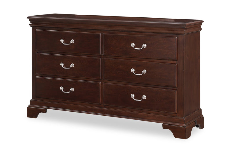 Marco 5pc Bedroom Set with Bed, Dresser & Mirror, Cherry Brown - King Size