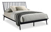 Milan Platform Bed with Headboard & Frame,  Mid-Century Modern, Black - Queen Size