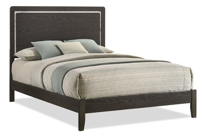 Sable Panel Bed with Headboard & Frame, Dark Grey - Full Size | Lit à panneaux Sable gris foncé avec tête de lit et cadre de lit - format lit double