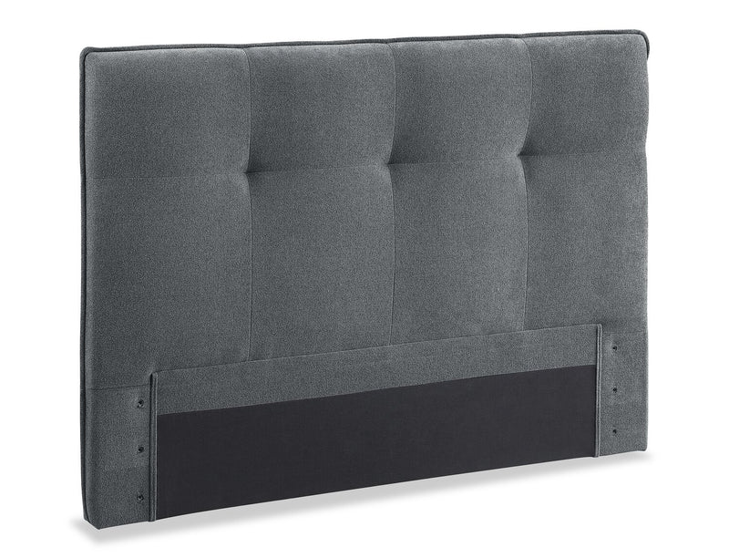 Amos Upholstered Headboard in Charcoal Fabric, Tufted - Full Size