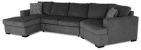 Legend 3-Piece Right-Facing Chenille Cuddler Sleeper Sectional with Chaise - Pepper  