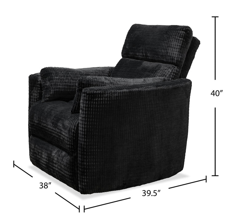 Remi 38\" Fabric Swivel Glider Power Reclining Chair with USB Ports – Charcoal 