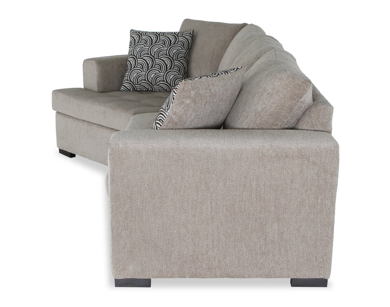 Made in Canada Legend 2-Piece Left-Facing Chenille Fabric Cuddler Sleeper Sectional - Platinum Beige