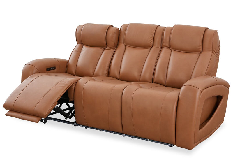 Shaquille O’Neal Home Titan 92\" Genuine Leather Power Reclining Sofa with Shaq-o-pedic Comfort – Earth