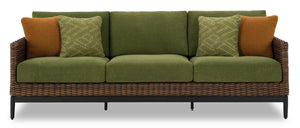 Tofino Outdoor Patio Sofa - Resin Wicker, UV & Weather Resistant - Green/Brown/Black