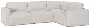 Kort & Co. Lotus Modular 4-Piece Chenille Fabric Sectional with Feather Down Cushions - Linen Grey