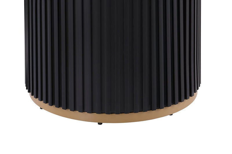 Kort & Co. Capri Dining Table with Marble-Look Top & Gold Accent, 47\"W Round - Black/White