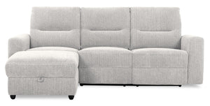 Meadow 2-Piece Left-Facing River Grey Chenille Fabric Power Reclining Sectional with Storage Chaise