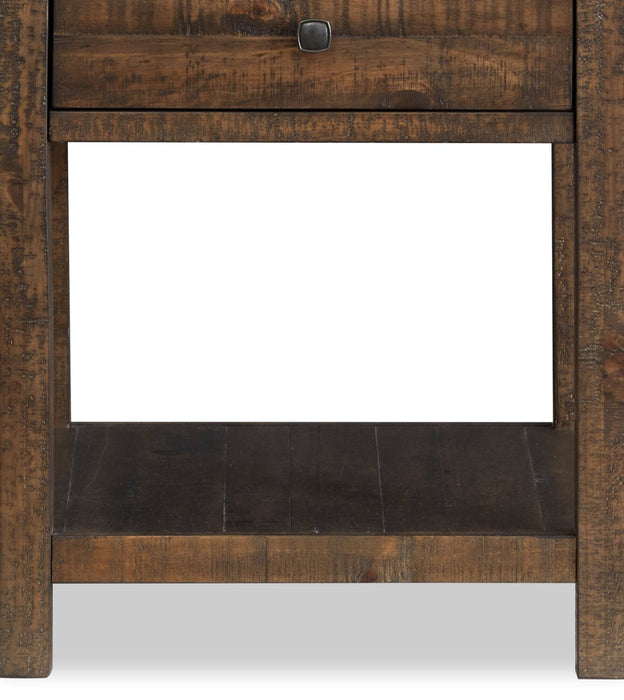 Edwin 22” Country Pine End Table with Storage - Homestead Brown