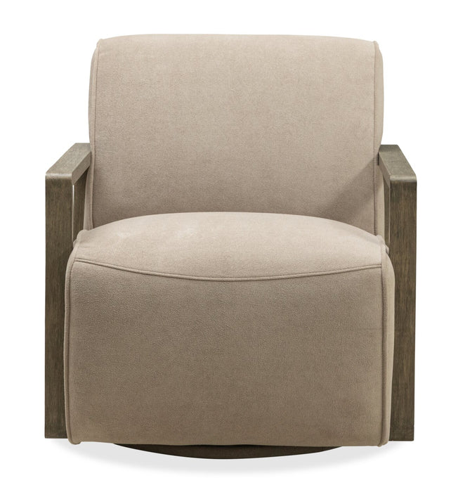Modell 29.5\" Velvet Swivel Accent Chair with Wood Arms - Beige