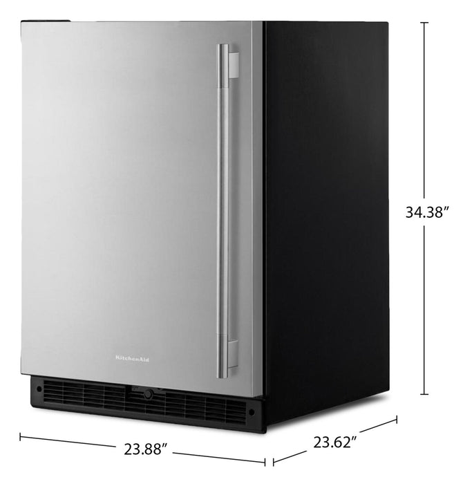 KitchenAid 24\" Panel-Ready Undercounter Refrigerator – Black and Stainless Steel - KURL124SSB