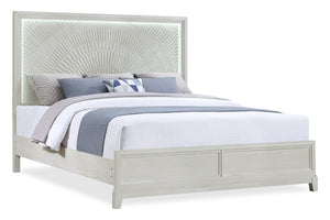 Vida Panel Bed with Headboard & Frame, White - King Size