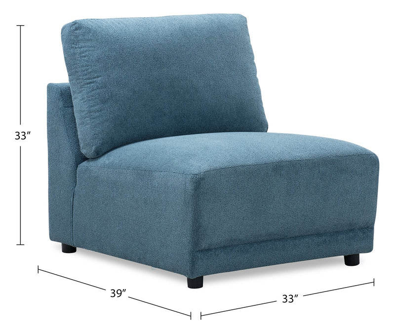 Voyage Modular Fabric Armless Chair with Removable Back Cushions – Blue