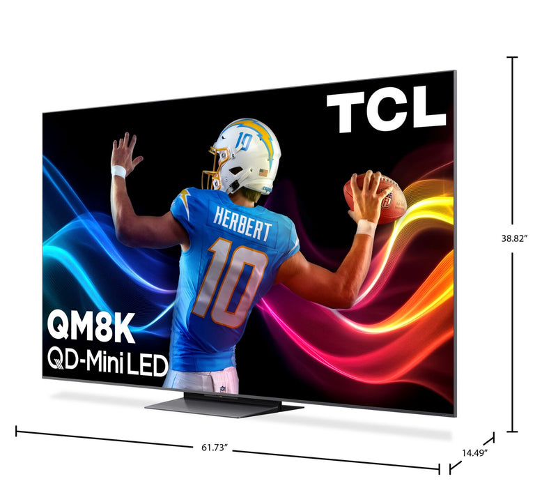 TCL 75\" QM8K QLED QD Mini-LED 4K UHD Smart Google TV (75QM8K) – 2025 Model